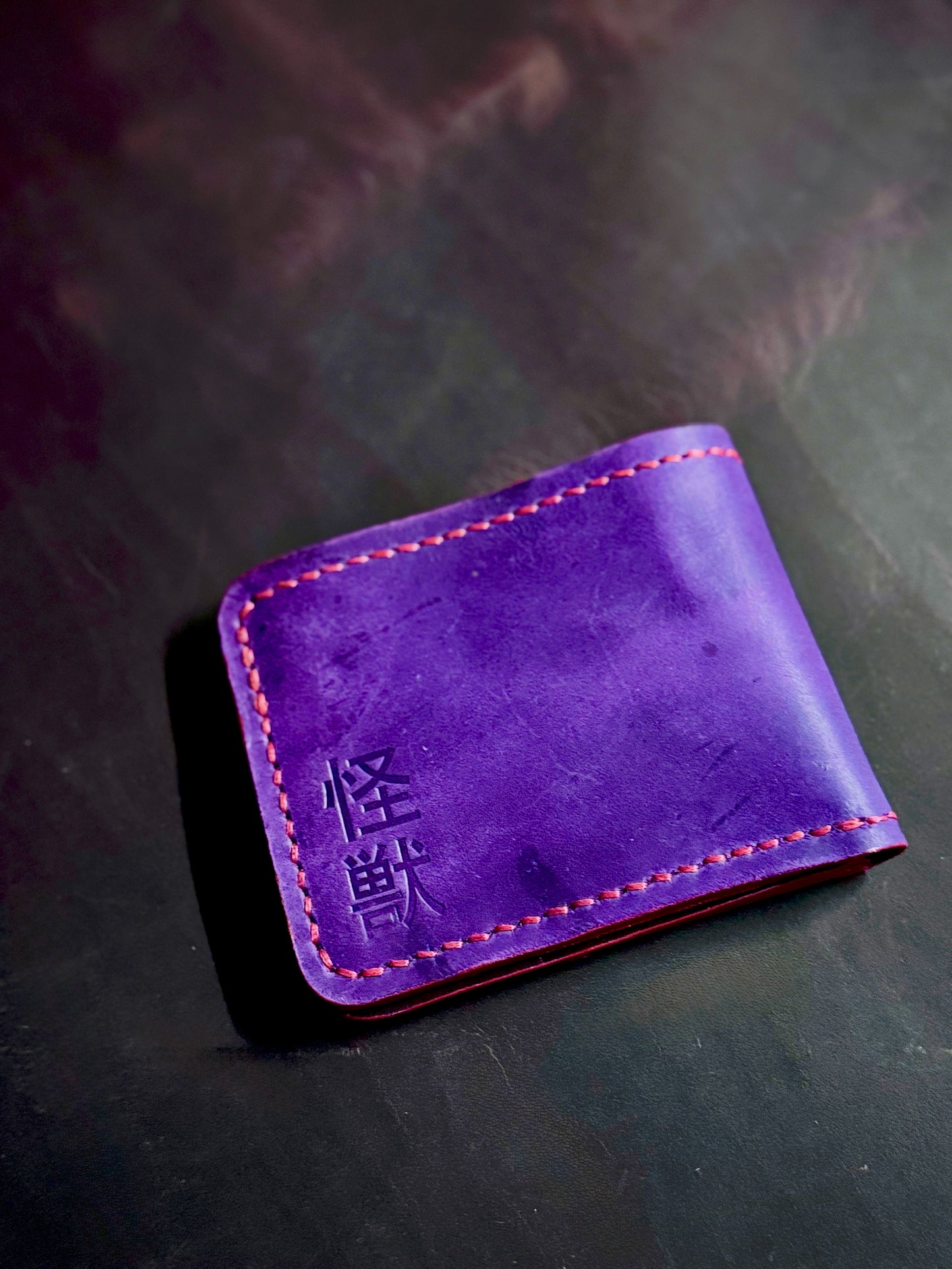 Kaiju Cut and Sew Purple Horween Leather BillFold Wallet | Handmade in Austin, TX