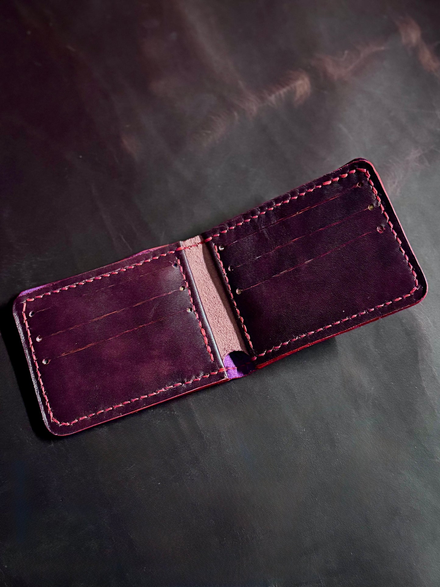 Kaiju Cut and Sew Purple Horween Leather BillFold Wallet | Handmade in Austin, TX