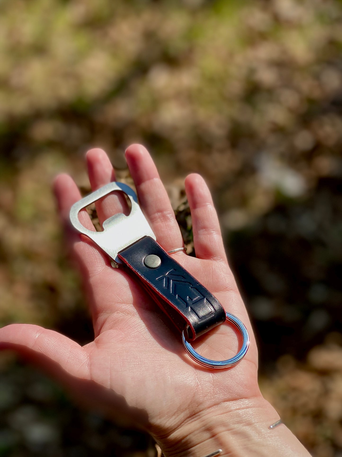 Kaiju Cut and Sew Black Horween Bottle Opener Keychain