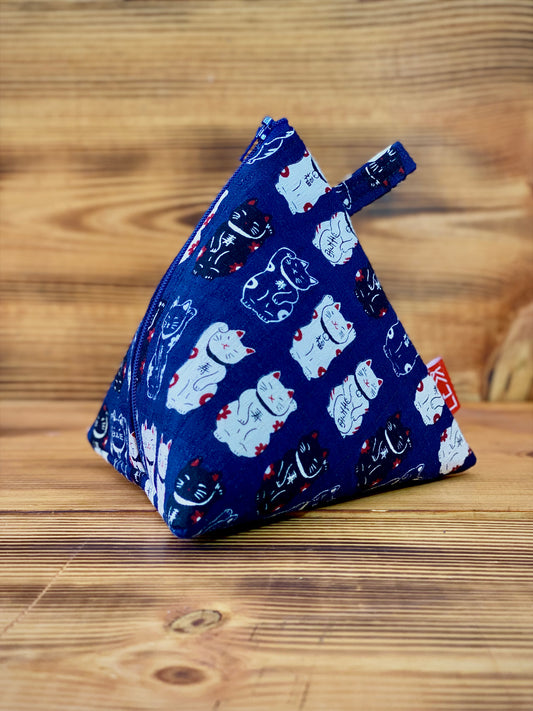 Kaiju Cut and Sew Blue Maneki Neko Dicebag | Handmade in Austin, Texas