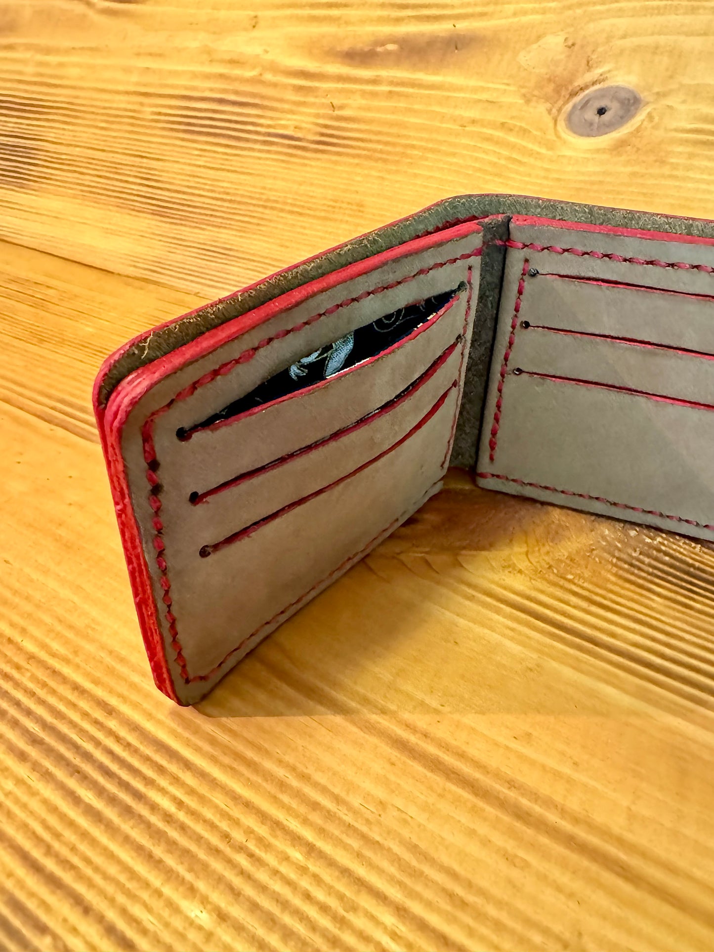 Kaiju Cut and Sew Red Brown Horween Leather BillFold Wallet | Handmade in Austin, TX