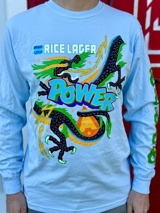 Kaiju Cut and Sew | Screen Printed | Unisex |  Comfort Colors Baby Blue | “Power & Elegance” Long Sleeve T-Shirt