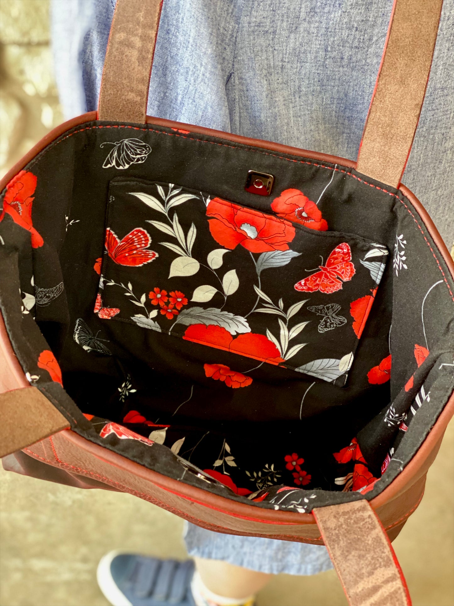 Kaiju Cut and Sew Large Tote Bag | Japanese Fabric Interior | Handmade in Austin, Texas