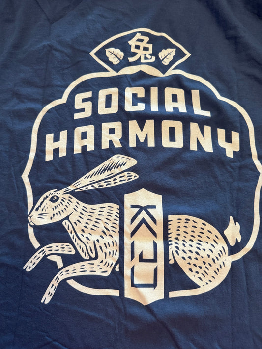 Kaiju Cut and Sew | Screen Printed | Unisex |  Comfort Colors Navy | “Social Harmony ” T-Shirt