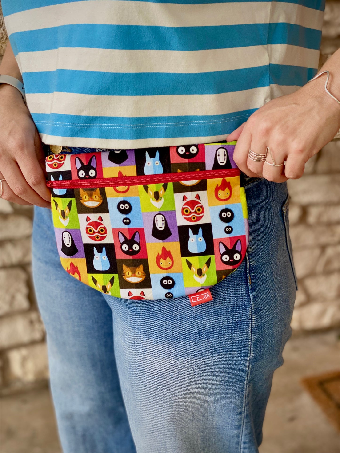 Kaiju Cut and Sew Miyazaki Fanny Pack with built in 6 card slot wallet