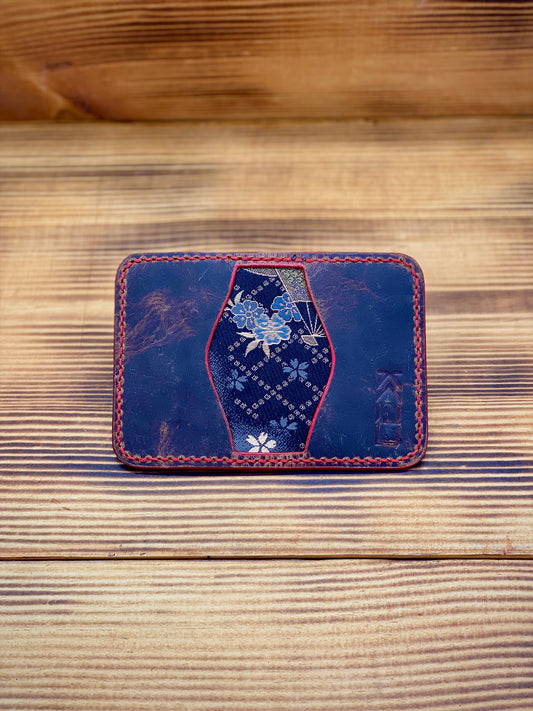 Kaiju Cut and Sew Black and Gold Kimono 3 Pocket Bifold Minimalist Wallet | Horween Leather | Handmade in Austin, TX