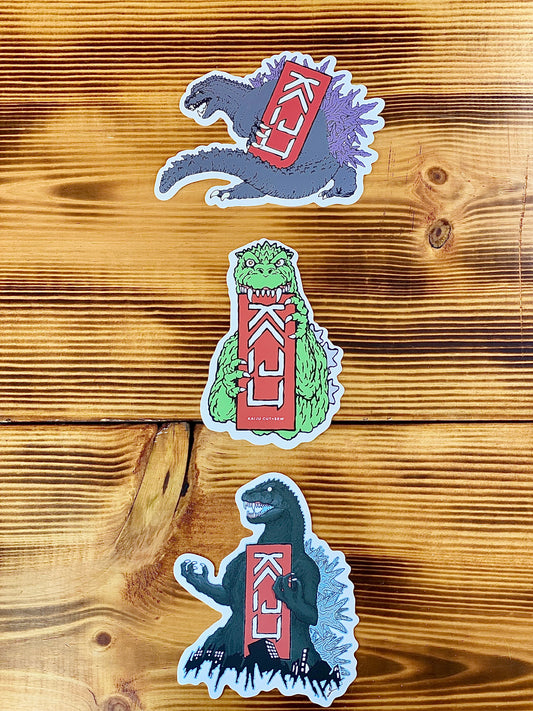 Kaiju Godzilla 3 Pack | OG Godzilla’s | Vinyl Stickers | Made in Austin, Texas