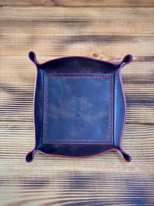 Kaiju Cut and Sew Handmade Leather Catch All | Dice Tray | Made in Austin, Texas | Dark Brown Horween Leather