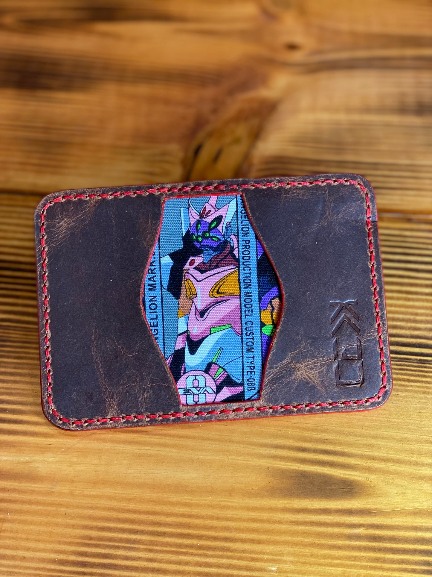 Kaiju Cut and Sew Eva 3 Pocket Bifold Minimalist Wallet | Red Bison Leather | Handmade in Austin, TX