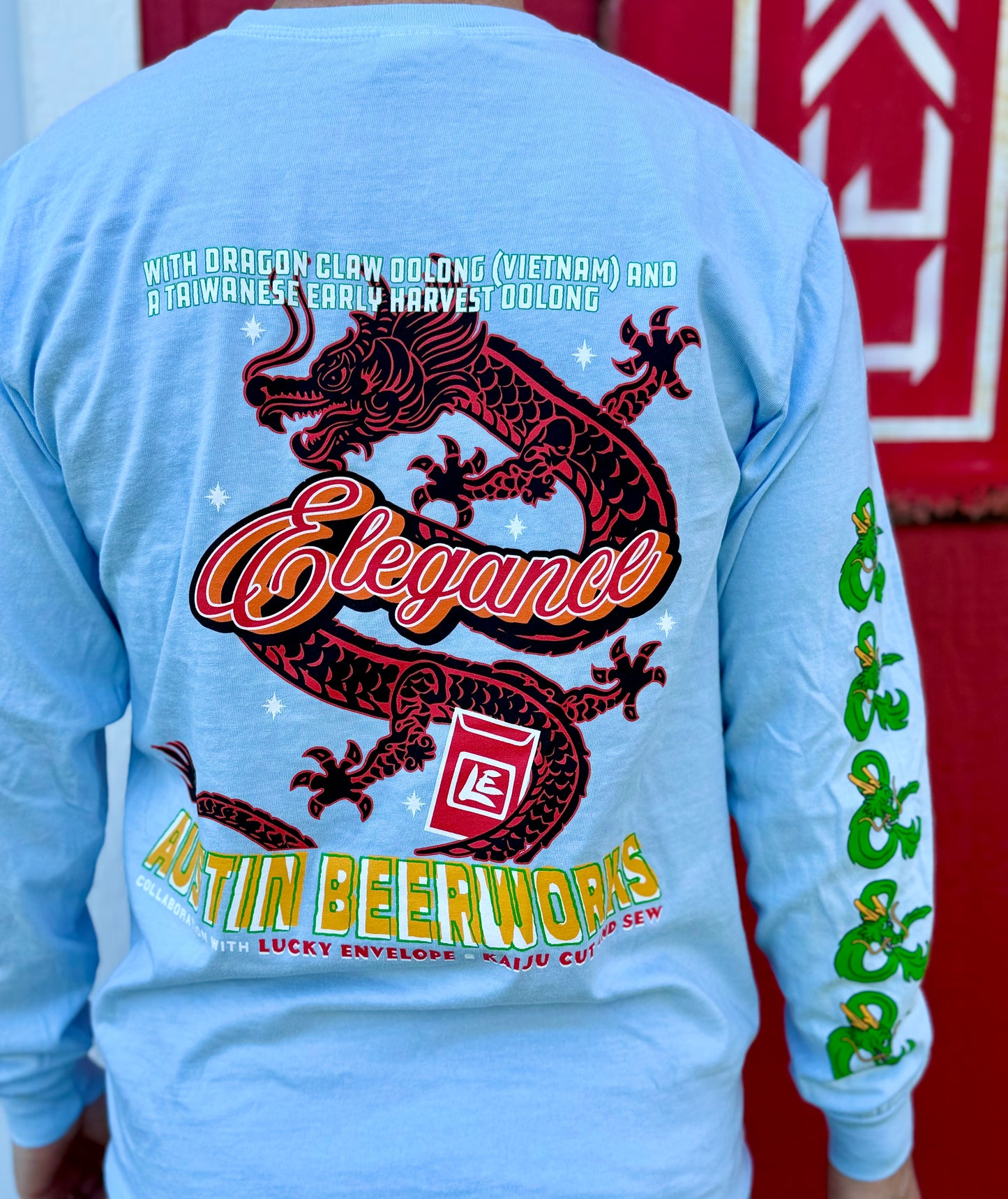Kaiju Cut and Sew | Screen Printed | Unisex | Comfort Colors Baby Blue | “Power & Elegance” Long Sleeve T-Shirt