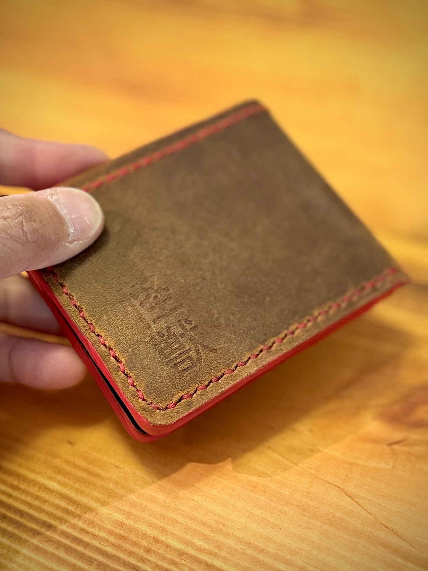 Kaiju Cut and Sew Red Brown Horween Leather BillFold Wallet | Handmade in Austin, TX