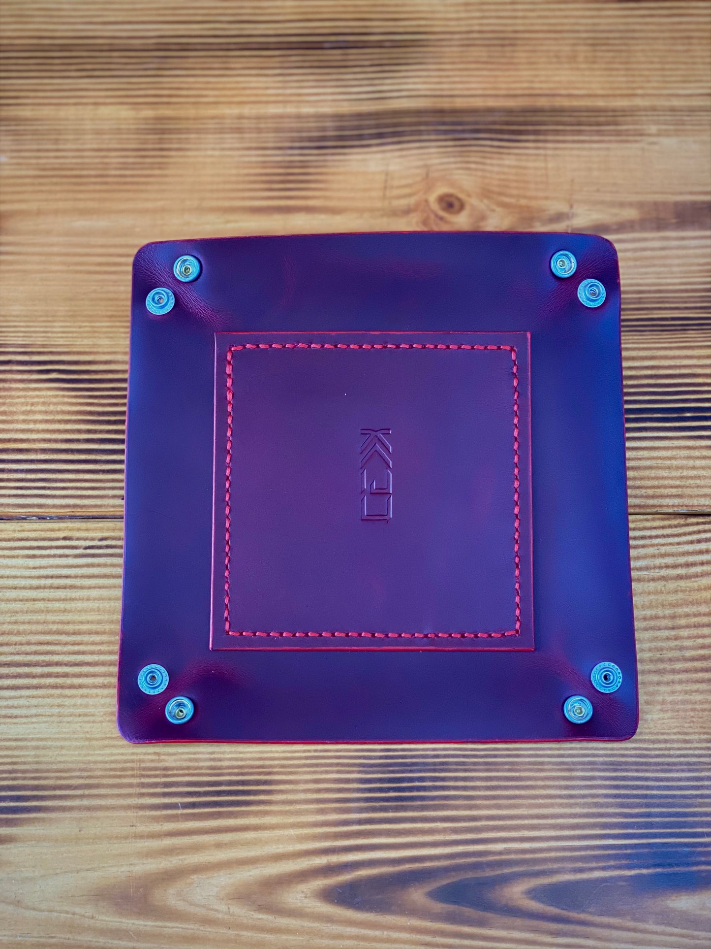 Kaiju Cut and Sew Handmade Leather Catch All | Dice Tray | Made in Austin, Texas | Crimson Horween Leather