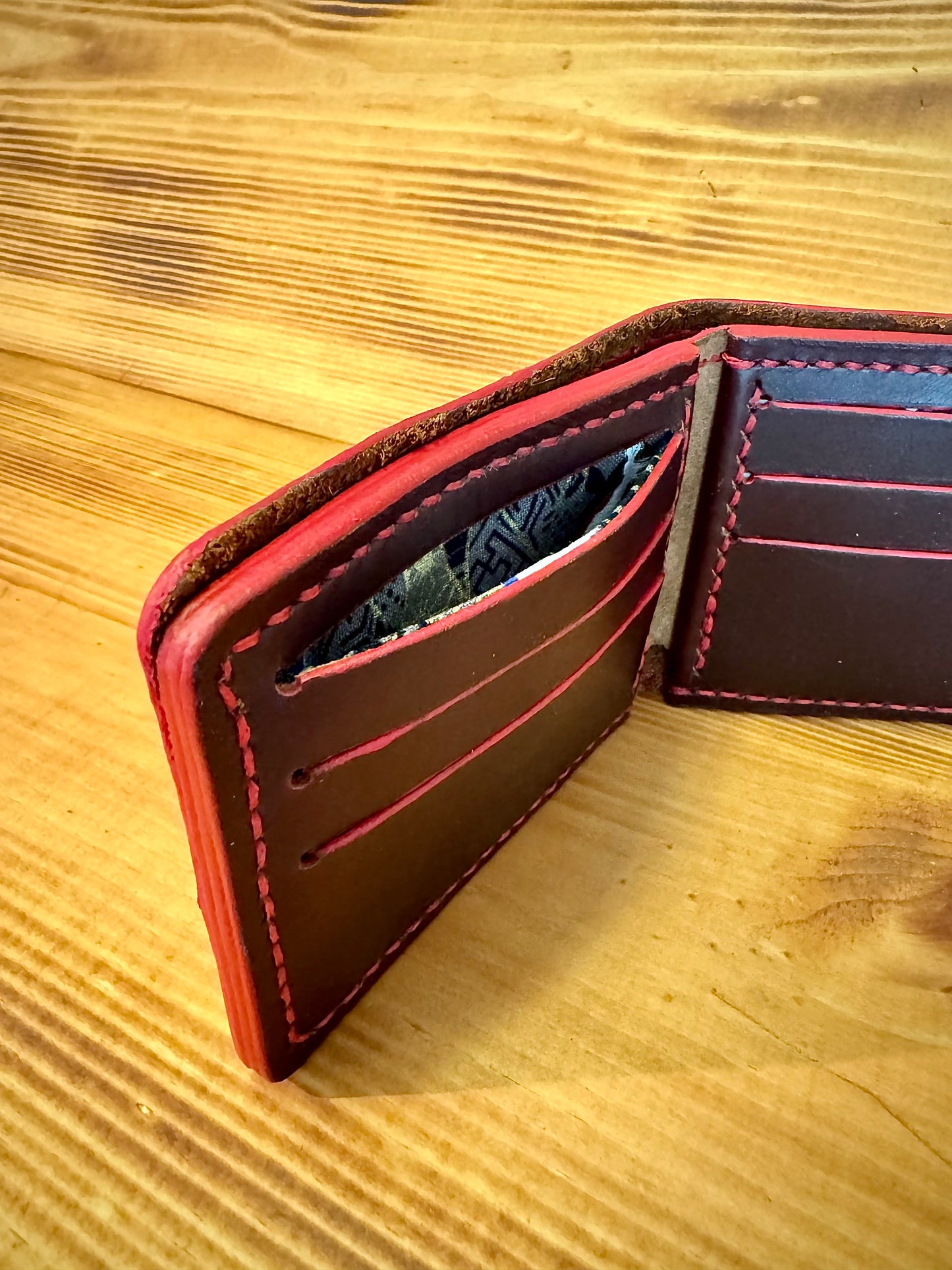 Kaiju Cut and Sew Red Brown Horween Leather BillFold Wallet | Handmade in Austin, TX