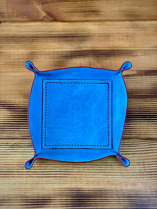 Kaiju Cut and Sew Handmade Leather Catch All | Dice Tray | Made in Austin, Texas | Baby Blue Horween Leather