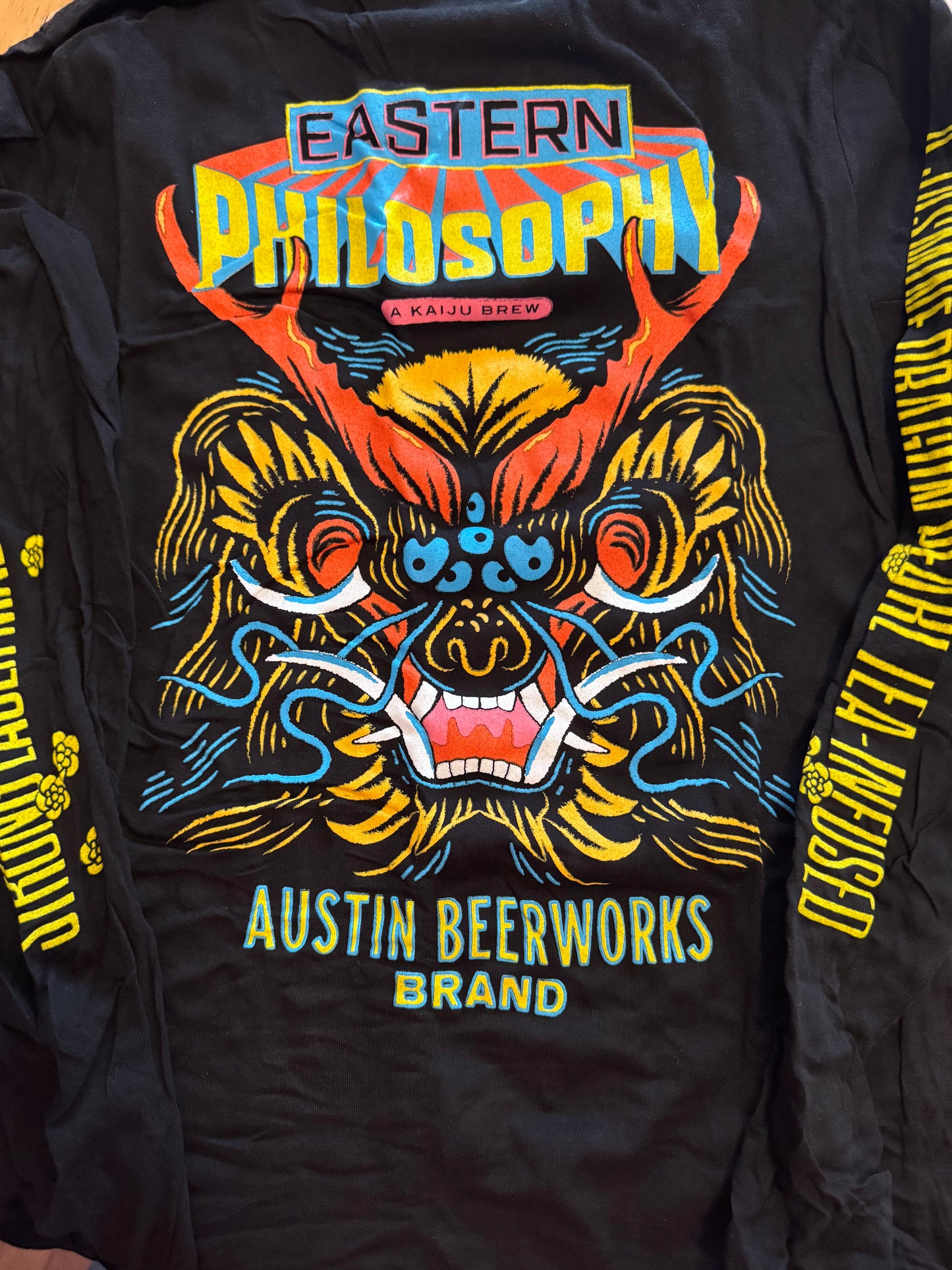 Kaiju Cut and Sew | Screen Printed | Unisex | Bela Canvas | Black | “Eastern Philosophy” Long Sleeve T-Shirt