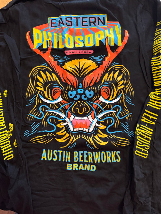 Kaiju Cut and Sew | Screen Printed | Unisex | Bela Canvas | Black | “Eastern Philosophy” Long Sleeve T-Shirt
