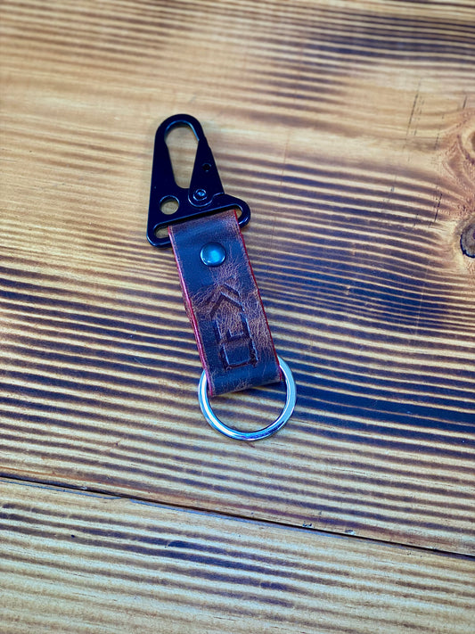 Kaiju Cut and Sew Dark Brown Horween Leather Key Fob, Key Chain