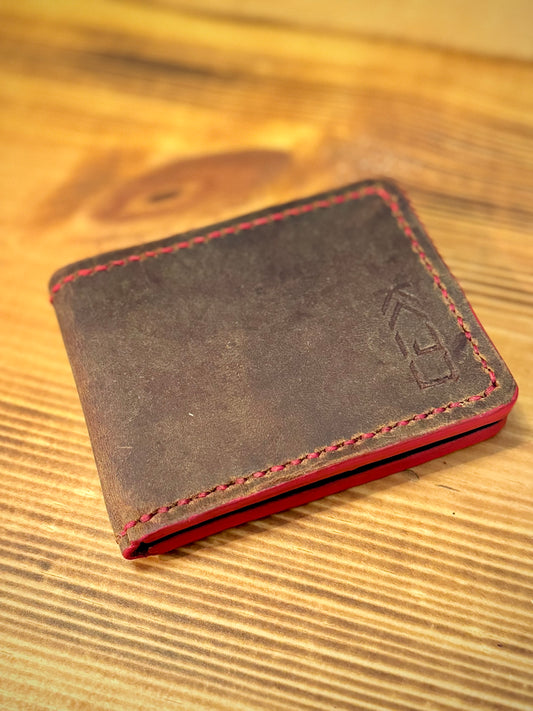 Kaiju Cut and Sew Red Brown Horween Leather BillFold Wallet | Handmade in Austin, TX