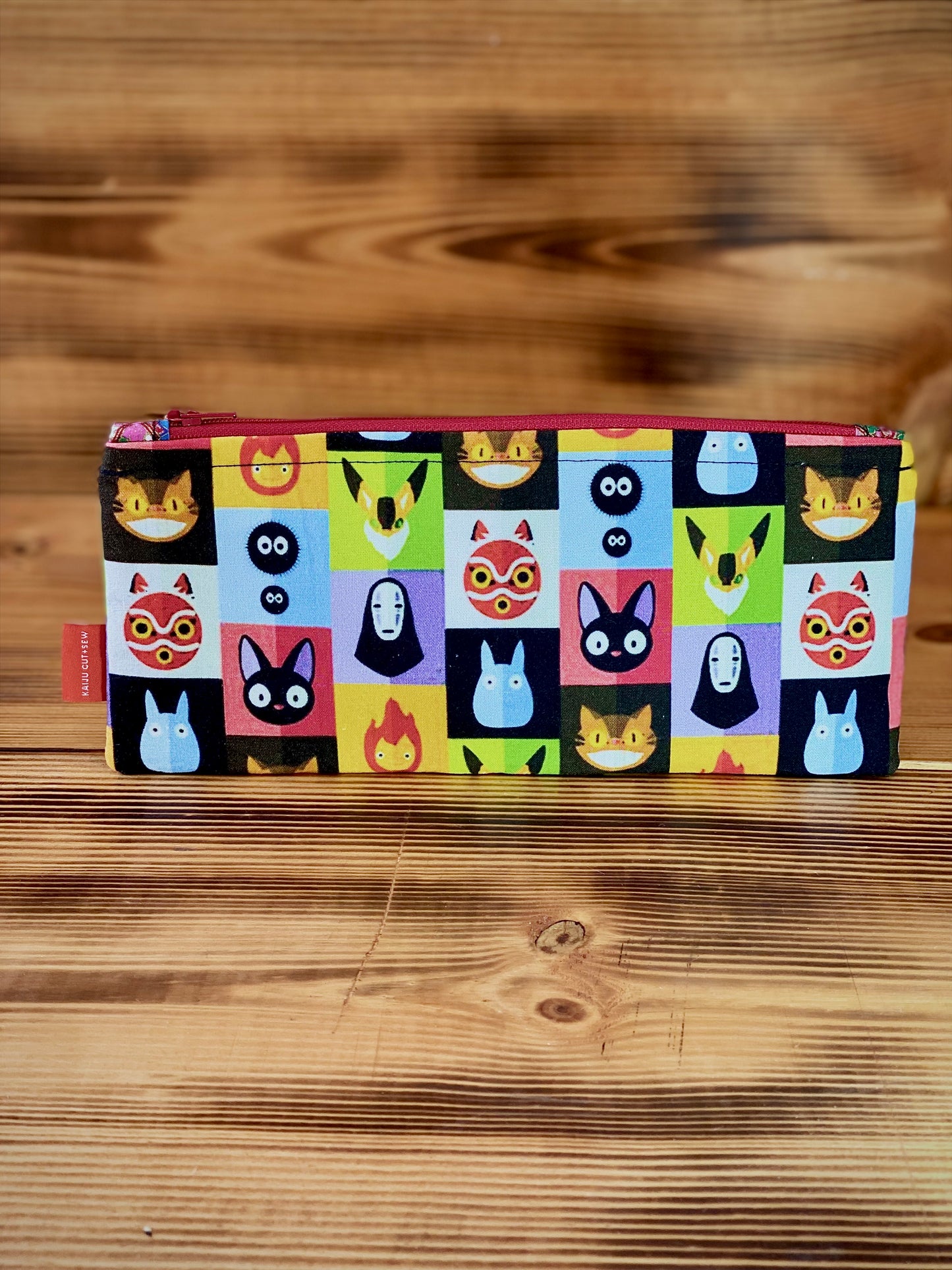 Kaiju Cut and Sew Ghibli Squares Pencil Pouch | Handmade in Austin, Texas