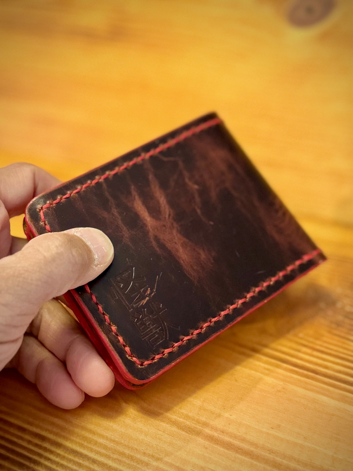 Kaiju Cut and Sew Red Brown Horween Leather BillFold Wallet | Handmade in Austin, TX