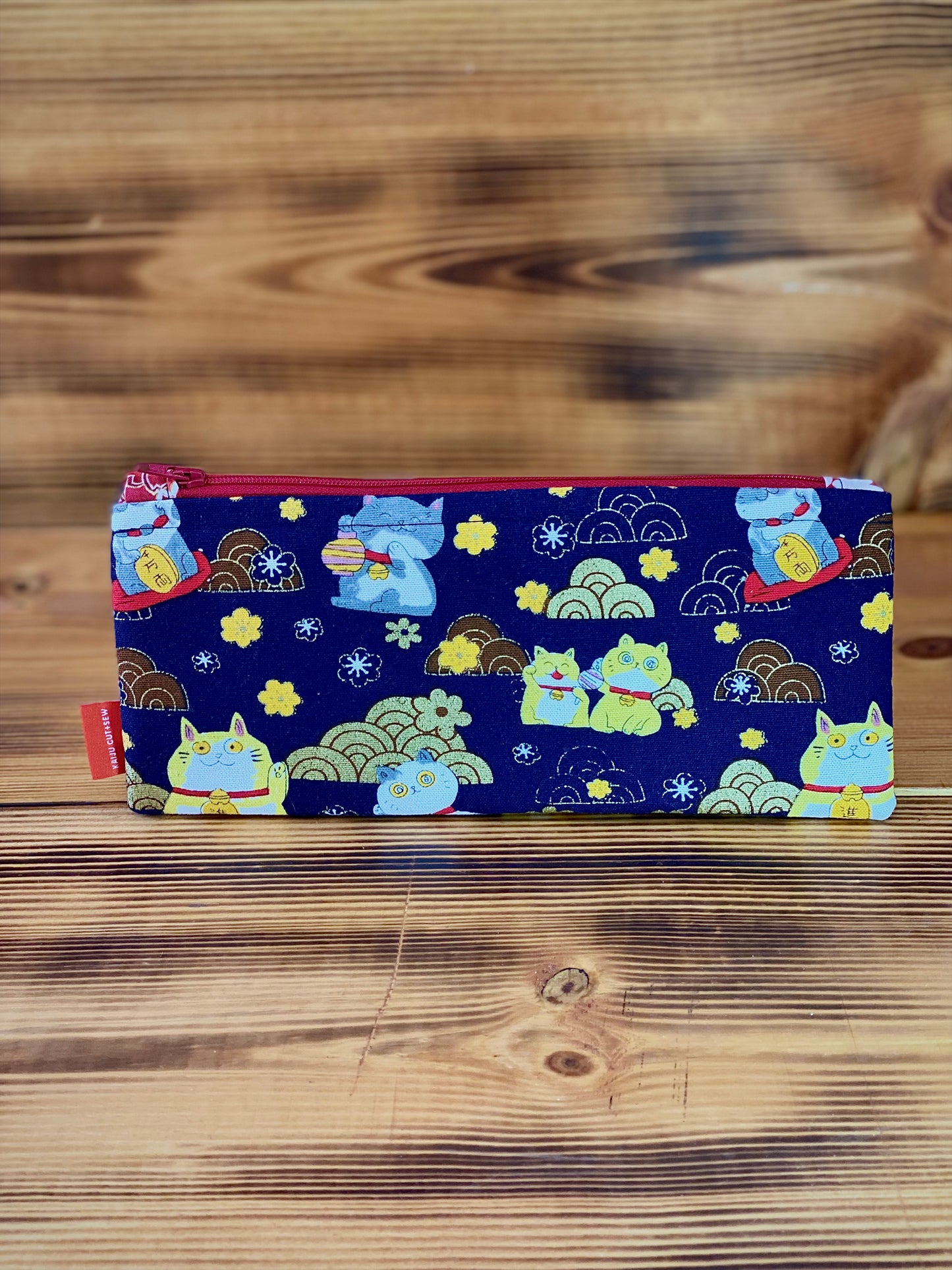 Kaiju Cut and Sew Golden Cats Pencil Pouch | Handmade in Austin, Texas