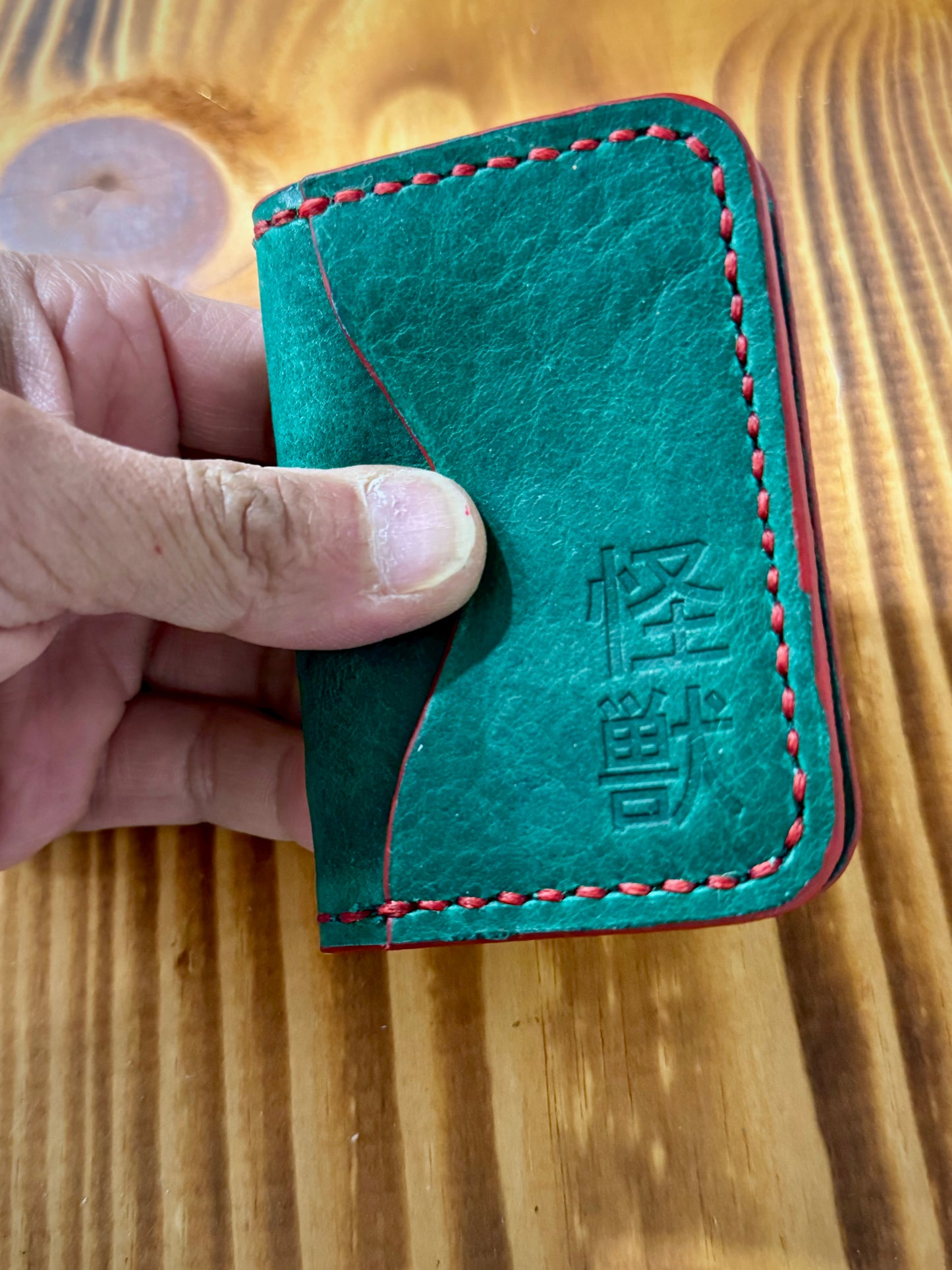 Kaiju Cut and Sew Gojira 3 Pocket Bifold Minimalist Wallet | Horween Leather | Handmade in Austin, TX