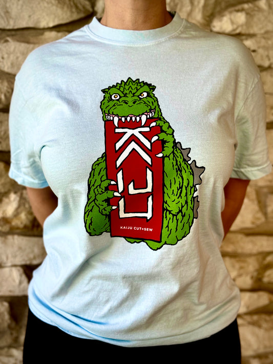 Kaiju Cut and Sew | Screen Printed | Unisex |  Comfort Colors Baby Blue | “Goji Bite” T-Shirt