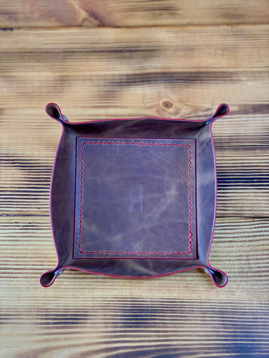 Kaiju Cut and Sew Handmade Leather Catch All | Dice Tray | Made in Austin, Texas | Brown Horween Leather