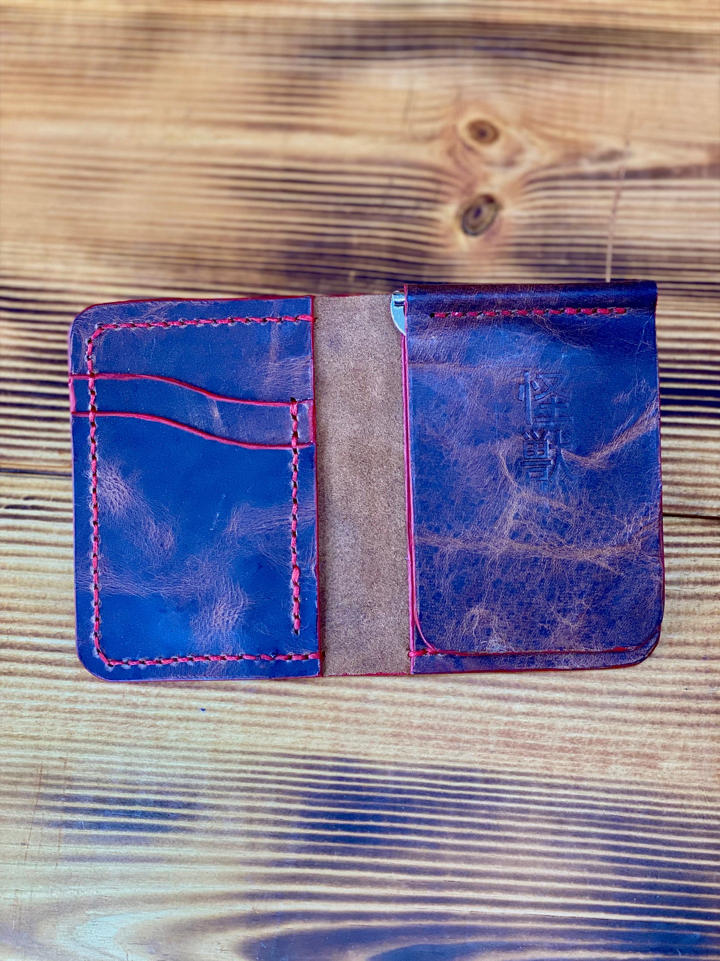 Kaiju Cut and Sew Autumn Harvest Bi-Fold Vertical Wallet with Money Clip | Handmade in Austin, TX