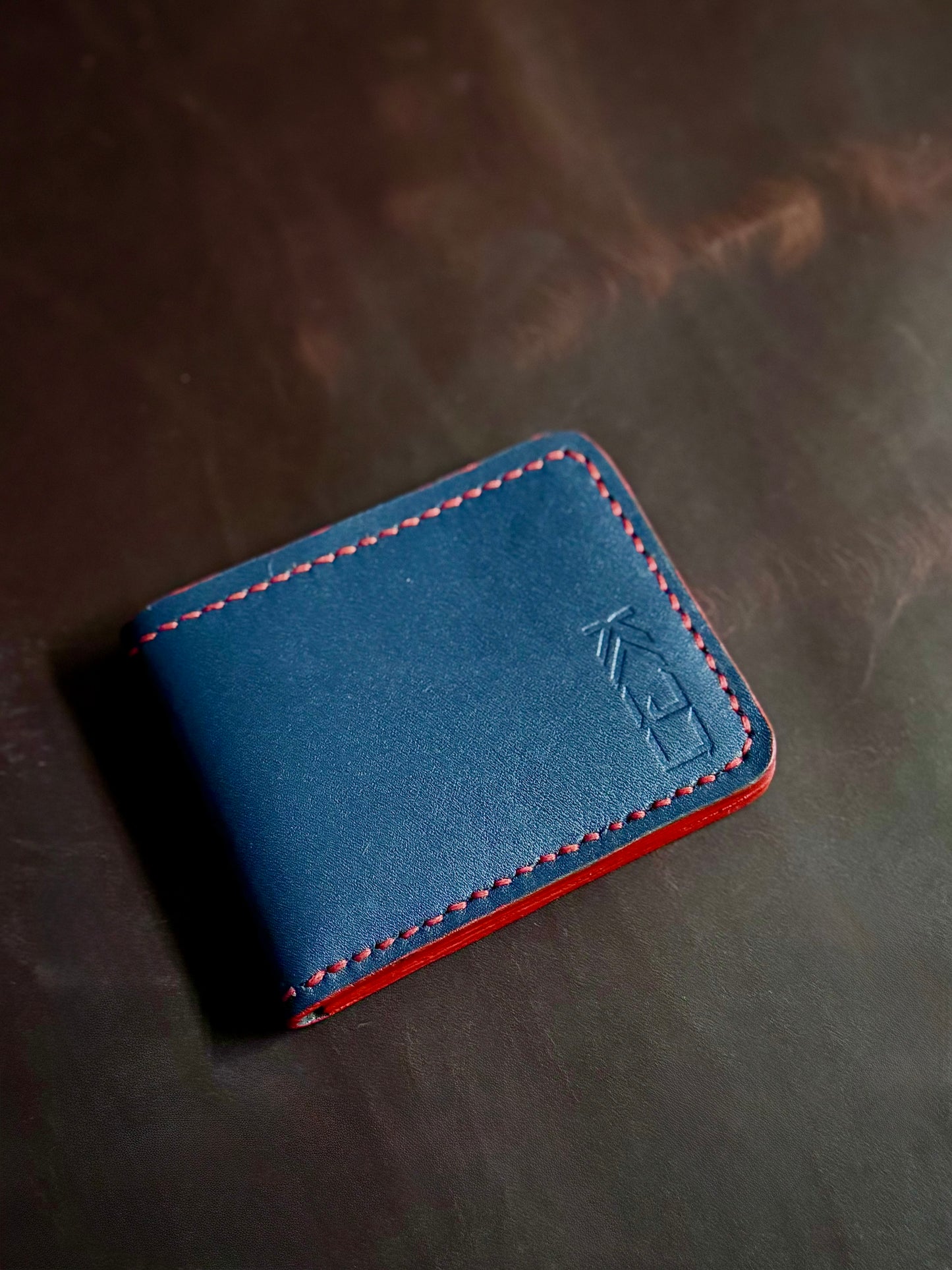 Kaiju Cut and Sew Navy Horween Leather BillFold Wallet | Handmade in Austin, TX