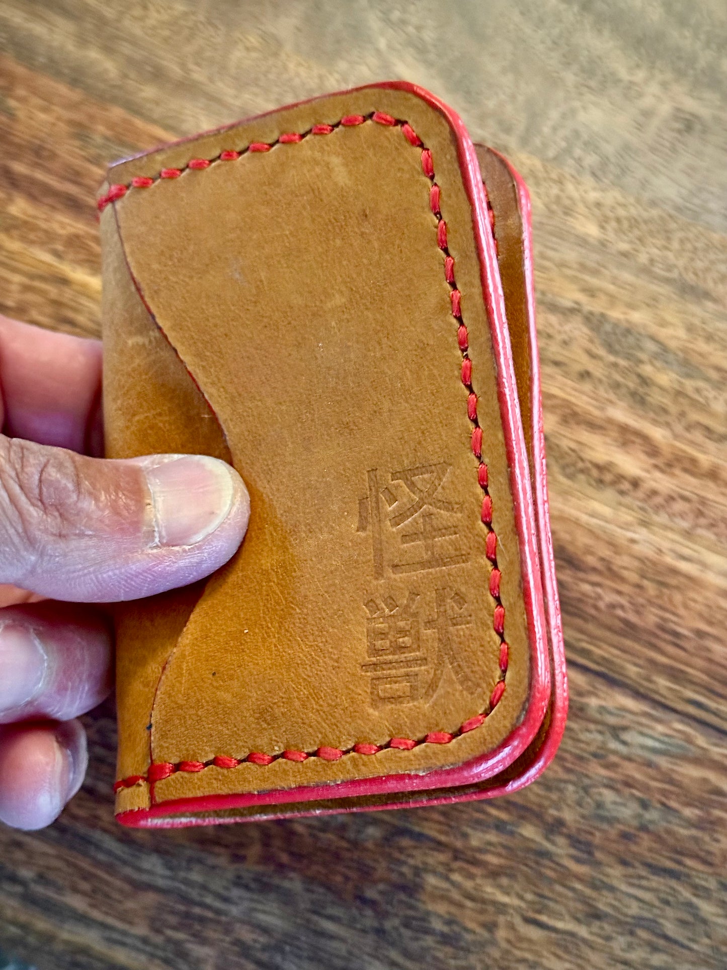 Kaiju Cut and Sew | 3 Pocket Bifold Minimalist Wallet | Yellow Bison Leather | Handmade in Austin, TX