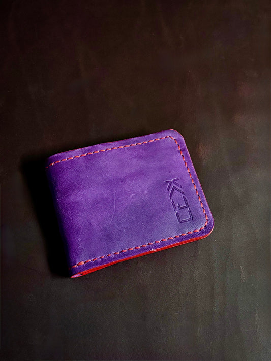 Kaiju Cut and Sew Purple Horween Leather BillFold Wallet | Handmade in Austin, TX