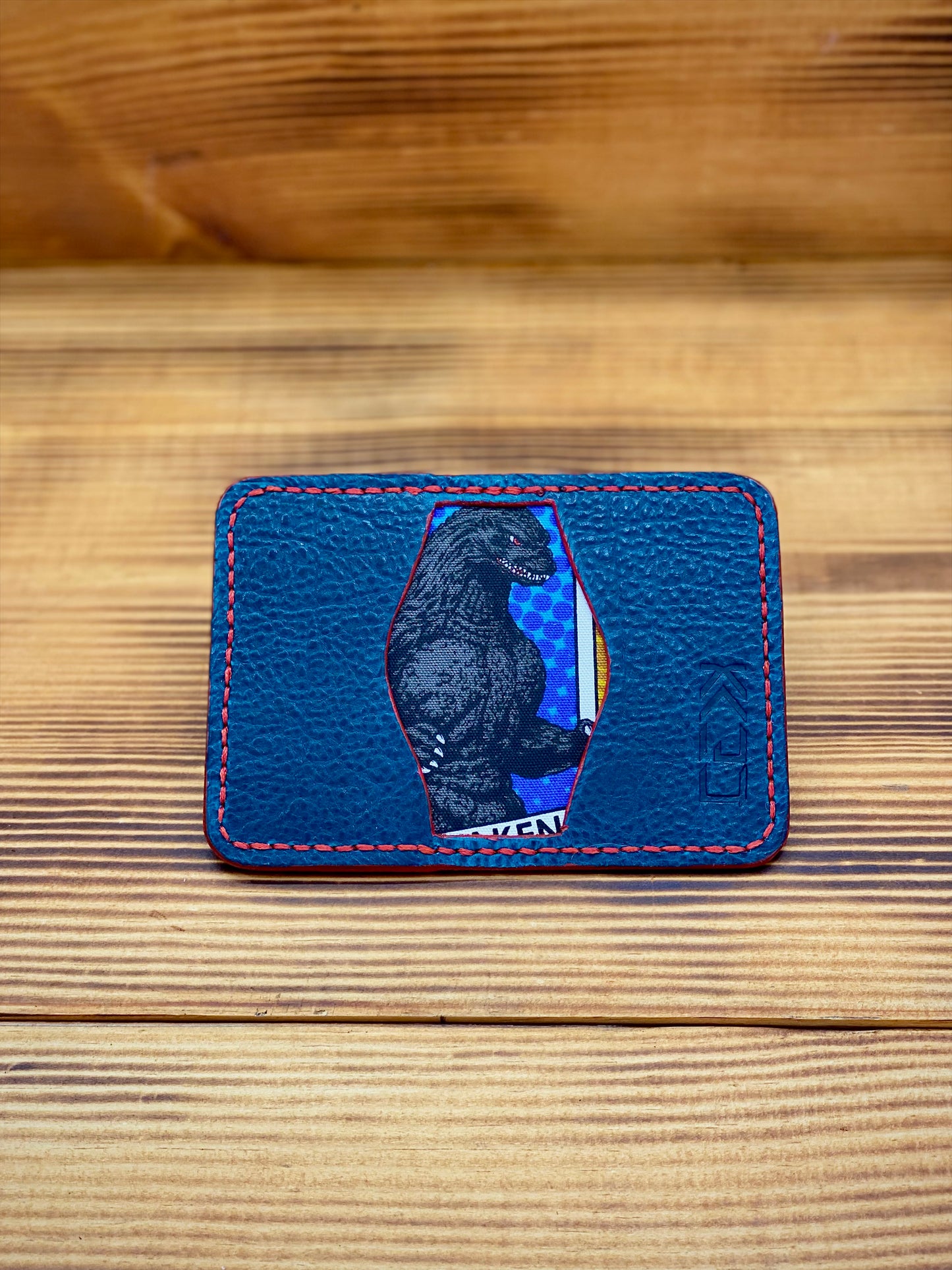 Kaiju Cut and Sew Goji 3 Pocket Bifold Minimalist Wallet | Blue Bison Leather | Handmade in Austin, TX