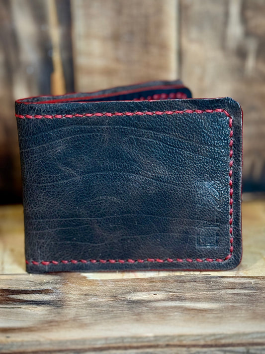 Kaiju Cut and Sew Charcoal Horween Leather BillFold Wallet | Handmade in Austin, TX