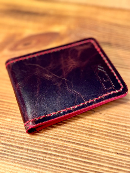 Kaiju Cut and Sew Red Brown Horween Leather BillFold Wallet | Handmade in Austin, TX