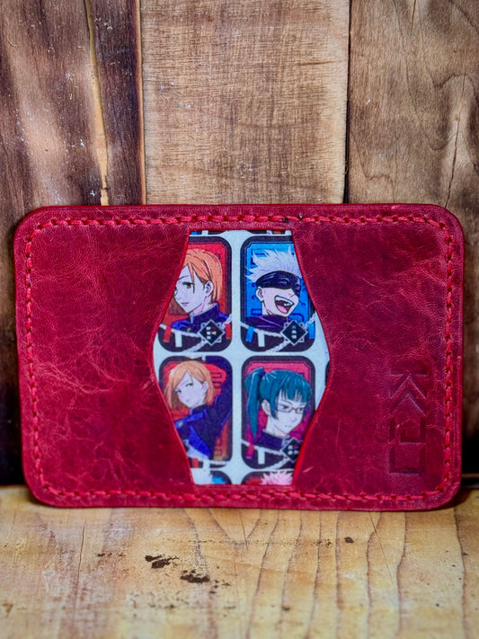 Kaiju Cut and Sew JJK 3 Pocket Bifold Minimalist Wallet | Red Horween Leather | Handmade in Austin, TX
