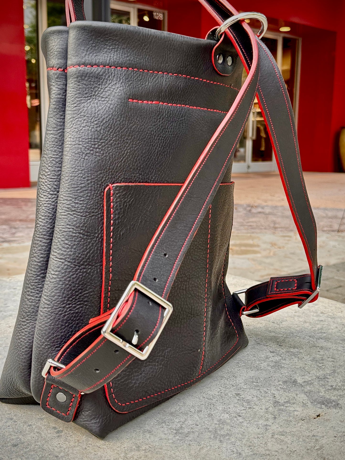 Kaiju Cut and Sew Backpack | Black Horween Leather & Japanese Fabric Interior | Handmade in Austin, Texas (Copy)