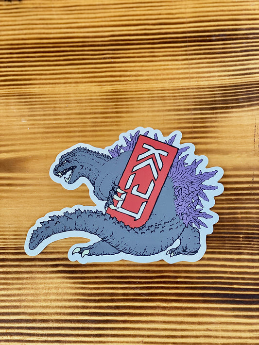 Kaiju Cut and Sew Crouching Goji Vinyl Sticker | Made in Austin, TX