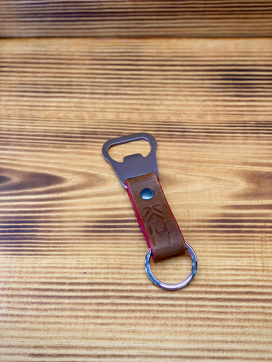 Kaiju Cut and Sew Brown Horween Bottle Opener Keychain
