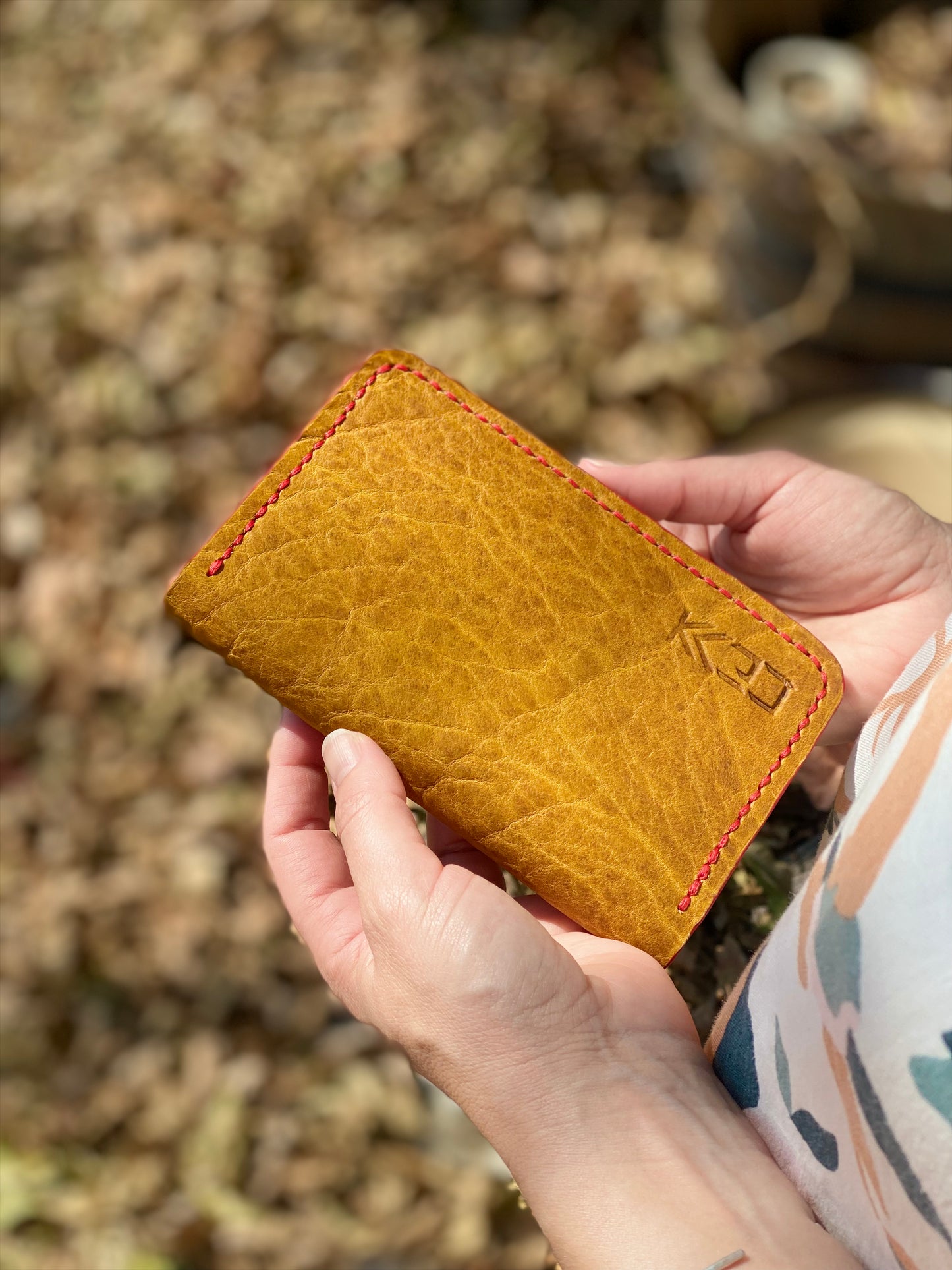 Kaiju Cut and Sew Field Notes/Passport Cover with Credit Card Pocket | Yellow Bison Leather | Handmade in Austin, Texas