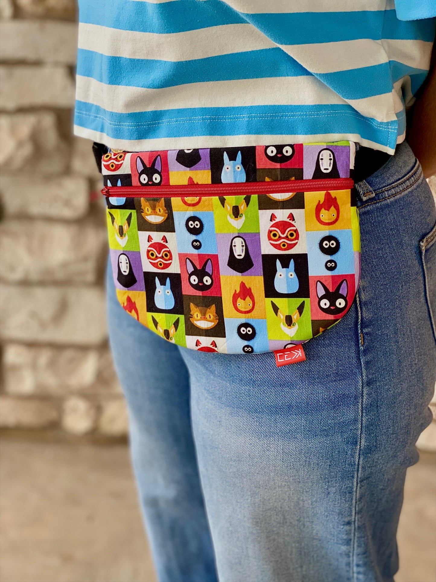 Kaiju Cut and Sew Miyazaki Fanny Pack with built in 6 card slot wallet