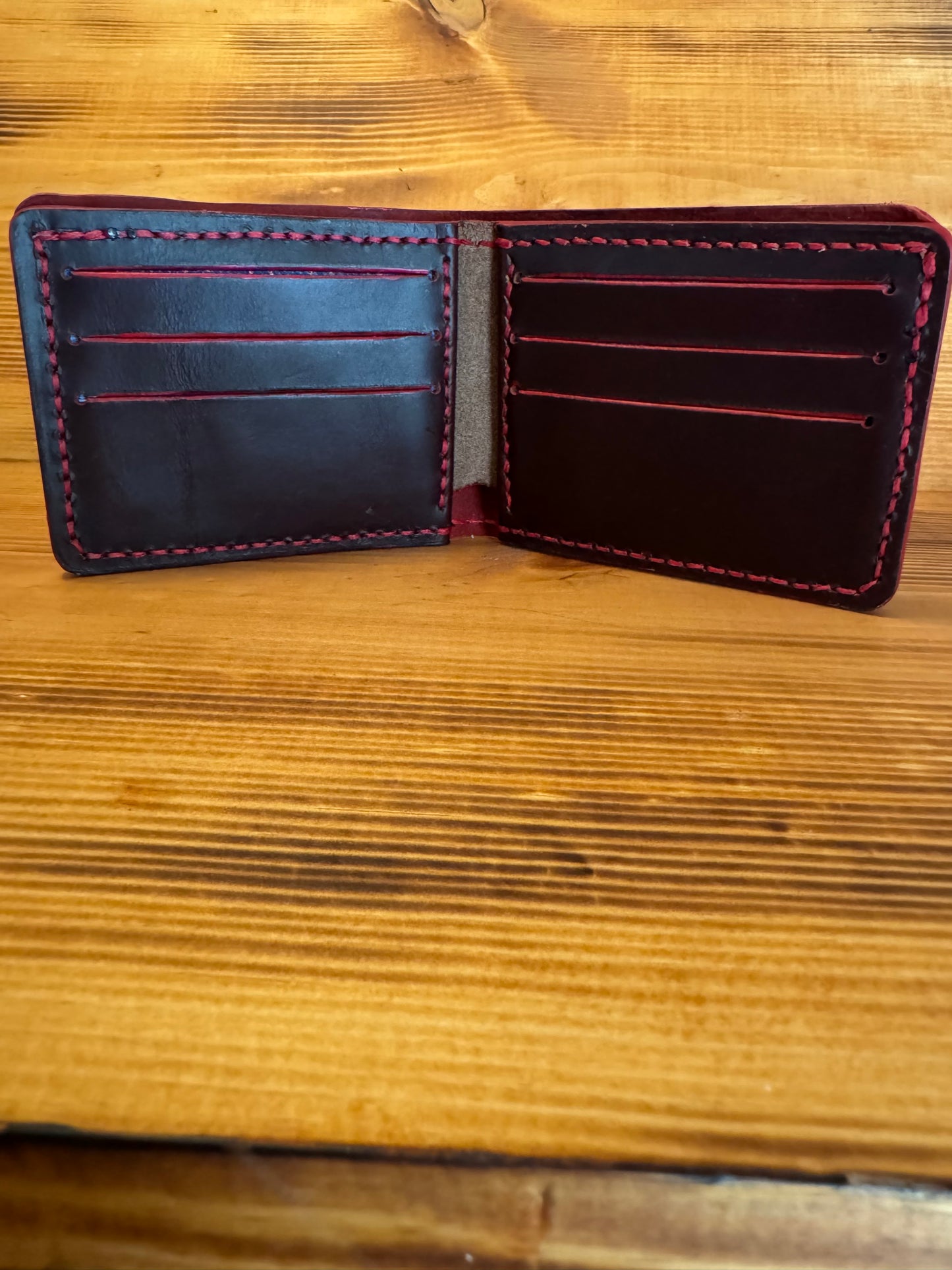 Kaiju Cut and Sew Fire Red Horween Leather BillFold Wallet | Handmade in Austin, TX