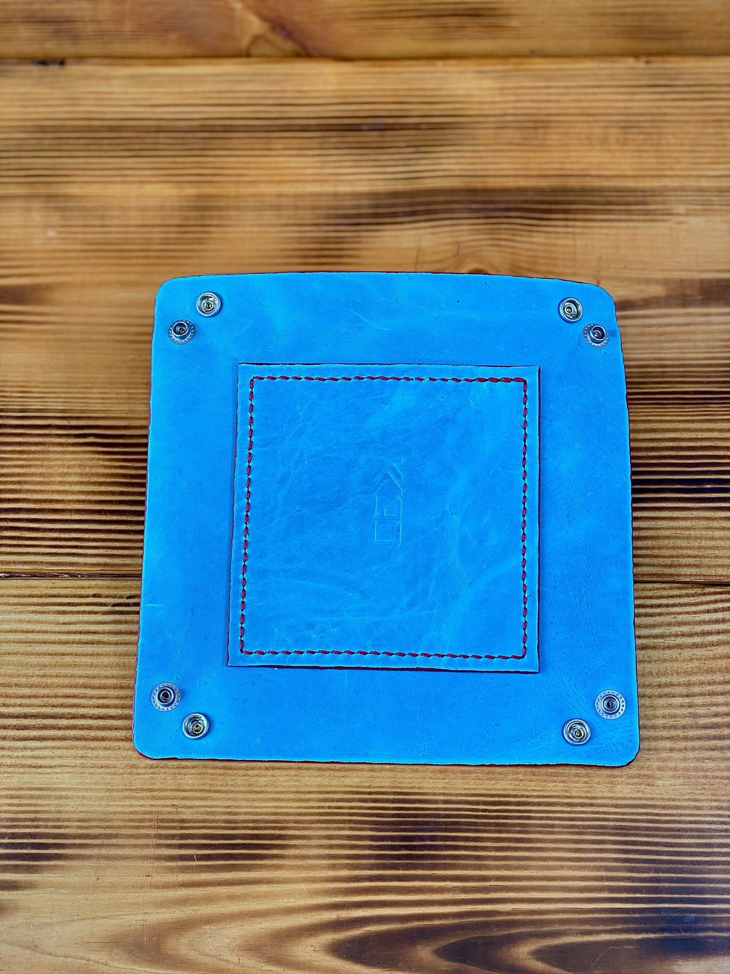 Kaiju Cut and Sew Handmade Leather Catch All | Dice Tray | Made in Austin, Texas | Baby Blue Horween Leather