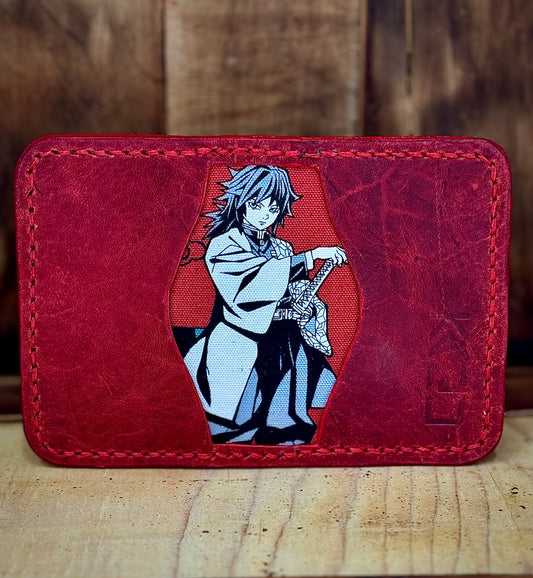 Kaiju Cut and Sew DS Anime Variant |3 Pocket Bifold Minimalist Wallet | Red Bison Leather | Handmade in Austin, TX