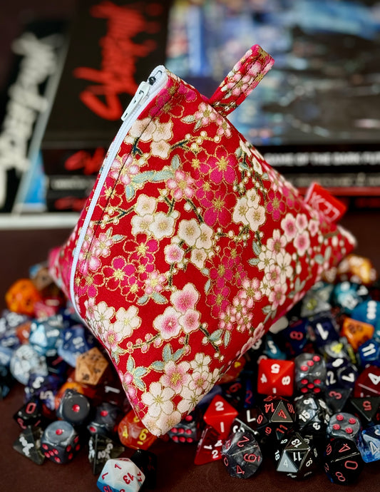 Kaiju Cut and Sew Red Floral Dicebag | Handmade in Austin, Texas