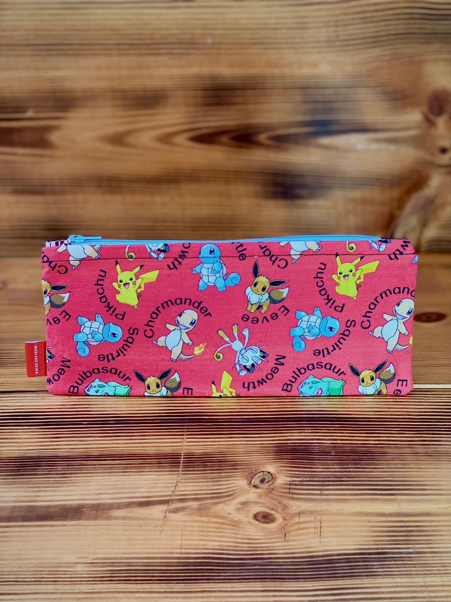 Kaiju Cut and Sew Red Pokemon Pencil Pouch | Handmade in Austin, Texas