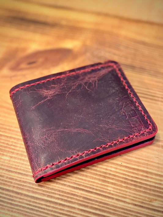 Kaiju Cut and Sew Fire Red Horween Leather BillFold Wallet | Handmade in Austin, TX