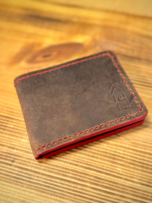 Kaiju Cut and Sew Red Brown Horween Leather BillFold Wallet | Handmade in Austin, TX