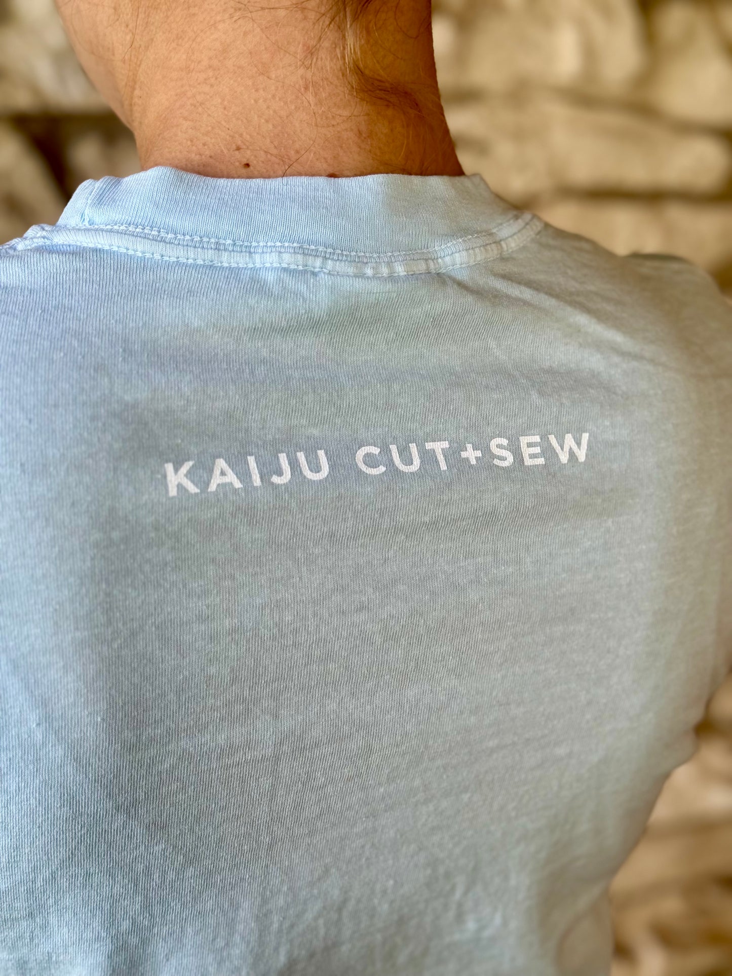 Kaiju Cut and Sew | Screen Printed | Unisex |  Comfort Colors Baby Blue | “Goji Bite” T-Shirt