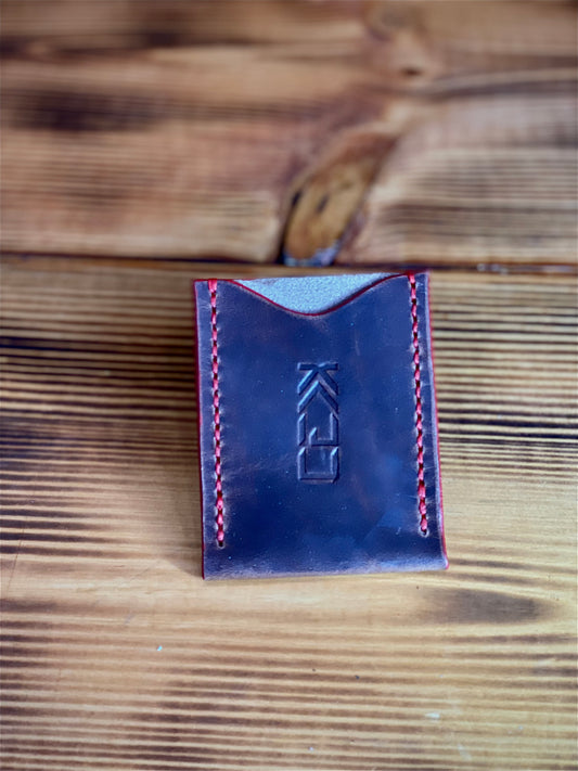 Kaiju Cut and Sew Minimalist Single Pocket Card Holder | Brown Horween Leather | Handmade in Austin, Texas